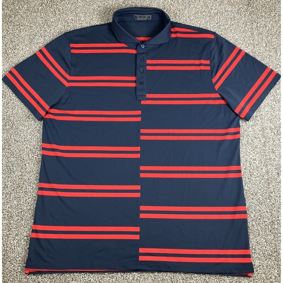 G/FORE Other - G/Fore Polo Golf Shirt Red Blue Offset Stripe Short Sleeve Mens XXL Performance